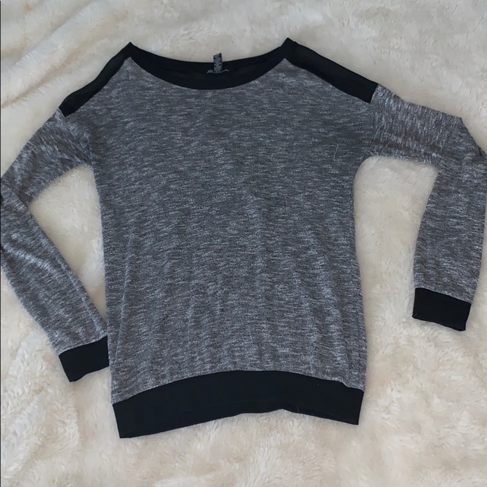 Grey Sweater with sheer shoulders
